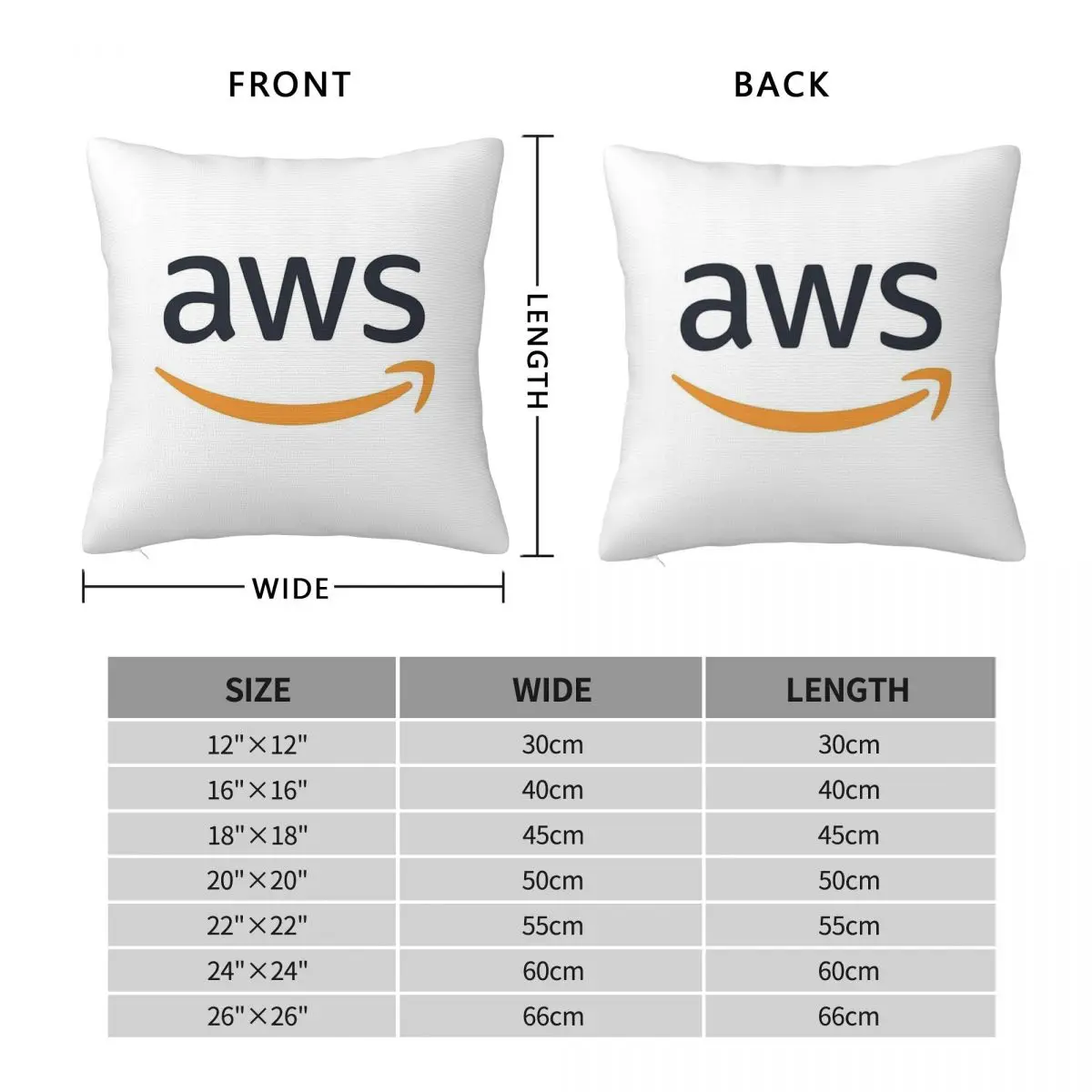 Aws Developer Logo Pillowcase Polyester Linen Velvet Creative Zip Decor Pillow Case Home Cushion Cover 45x45