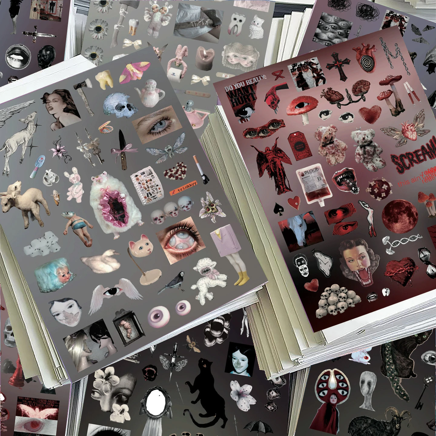 16 Blatt Subkulturelle Gothic-Horror-Graffiti-Aufkleber Halloween DIY-Spielzeug für Telefon, Reisetasche, Ästhetische Aufkleber, Kreative Geschenke – Detail 4