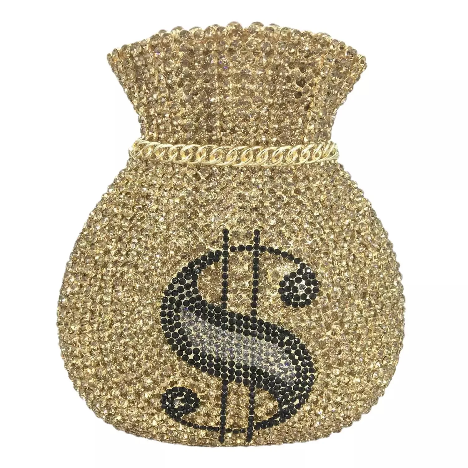 

Money bag, diamond-encrusted dinner bag, banquet full of diamonds, crystal bag, rhinestone clutch, crach bag