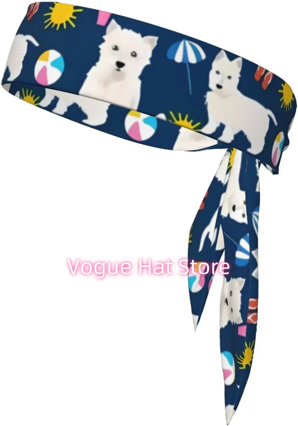 

Westie Dogs Beach Summer Tropical Sports Head Tie Headbands for Men Women Boy and Girl Sports Sweatbands for Running Basketball