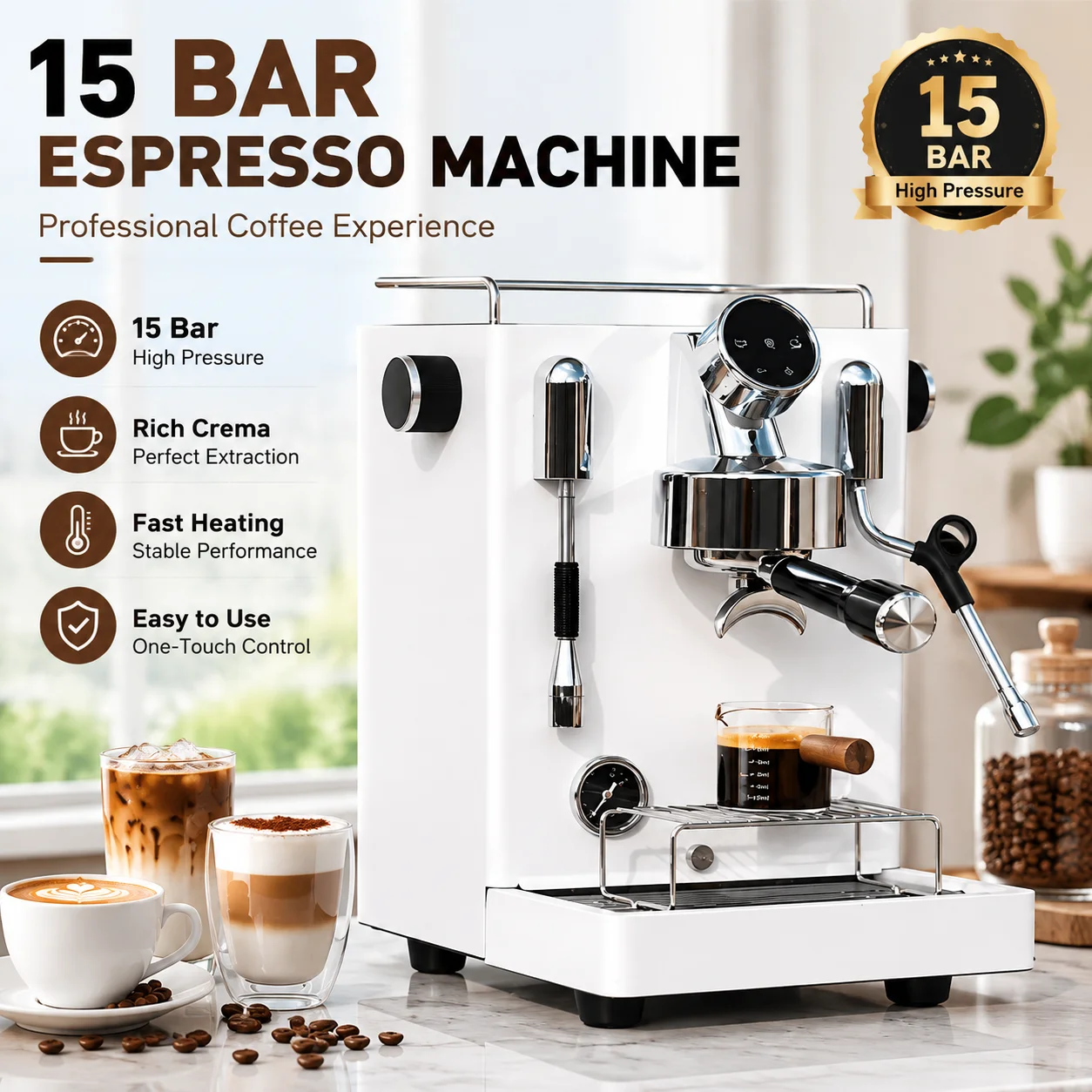 Hot Sale Electric Espresso Coffee Machine Stainless Steel Home Office Gourmet Custom Factory Direct