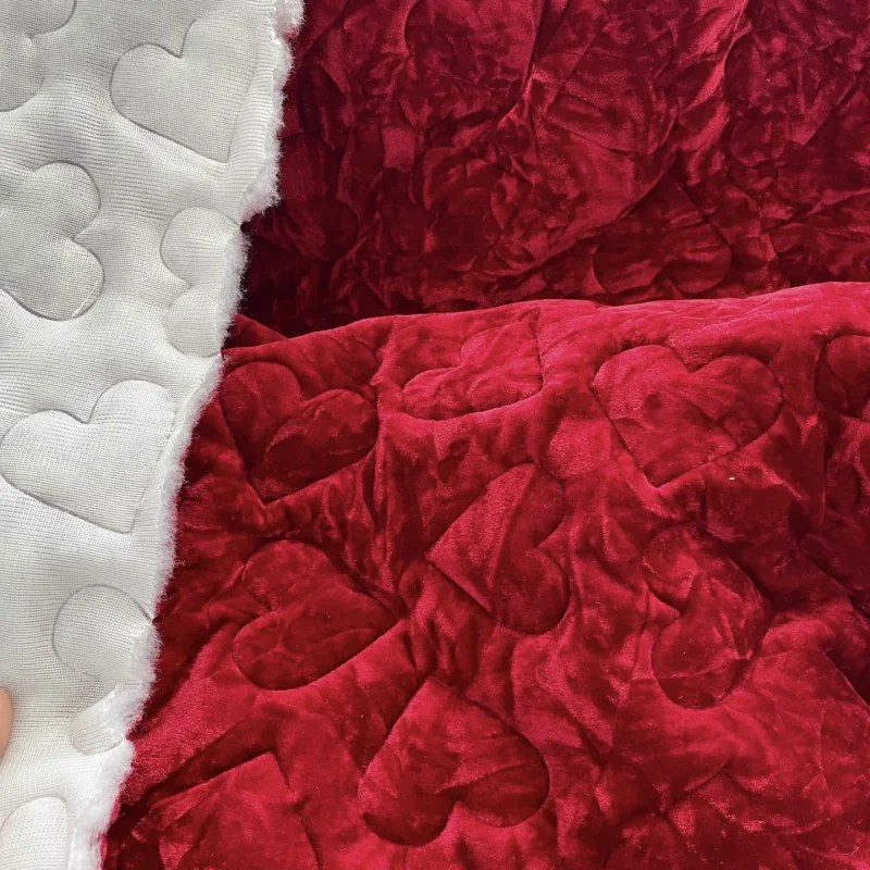 

Red velvet cotton embossed cute heart-shaped polyester fabric for vest coat skirt fabric autumn and winter clothing diy fabric