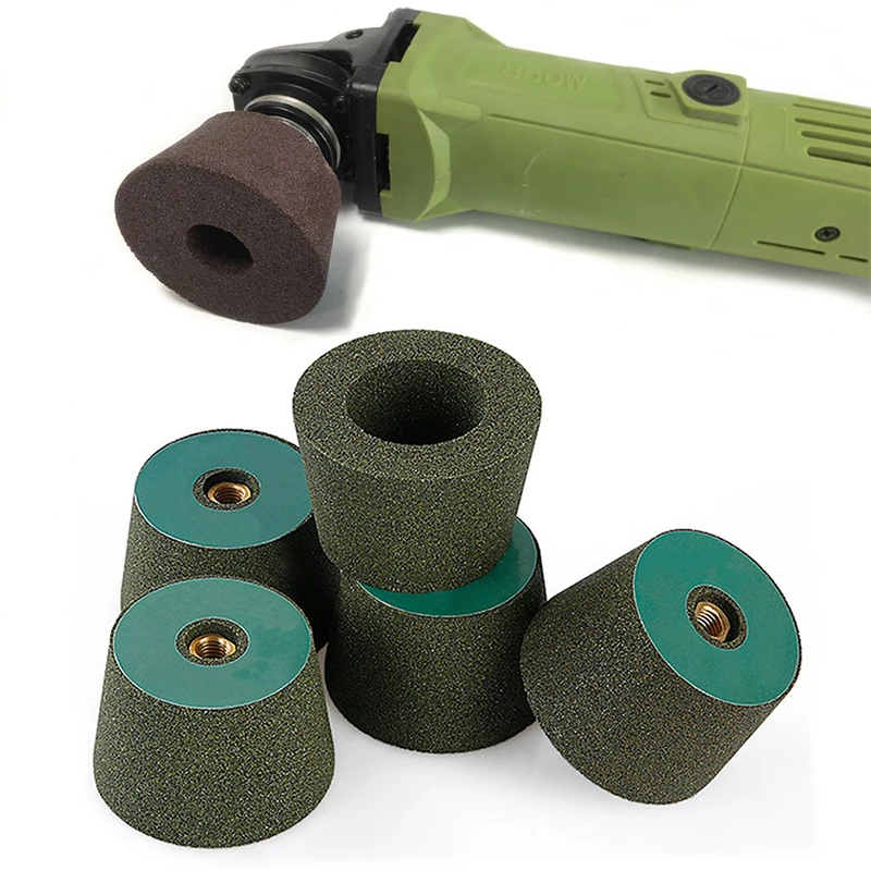 3-Inch Threaded Green Grinding Stone (1 Pack, 80 Grit, 4X2X5/8-11), used for Grinding Granite Marble Concrete