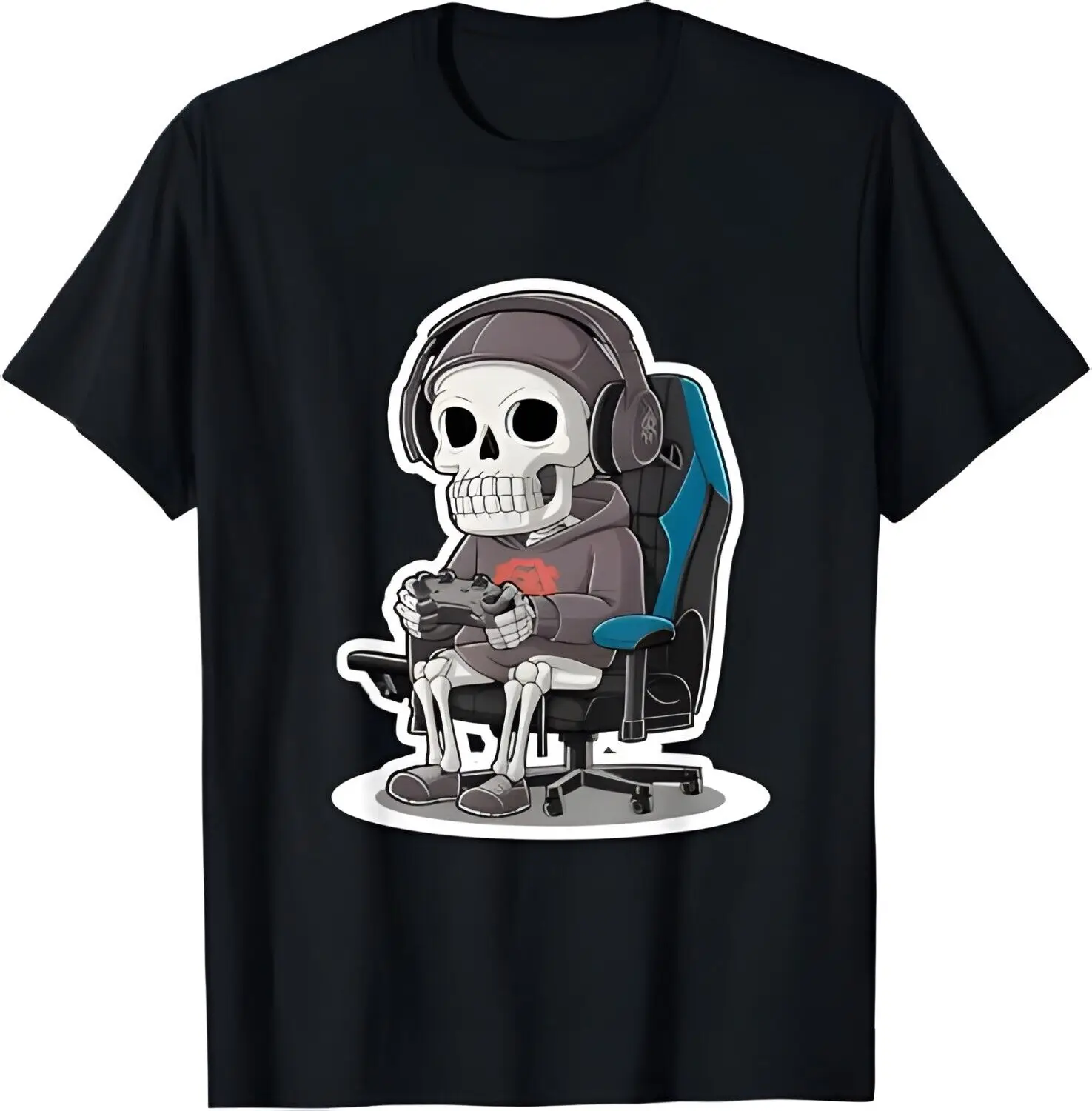

Funny Cute Skeleton Skull Gamer Halloween Cartoon T-Shirt