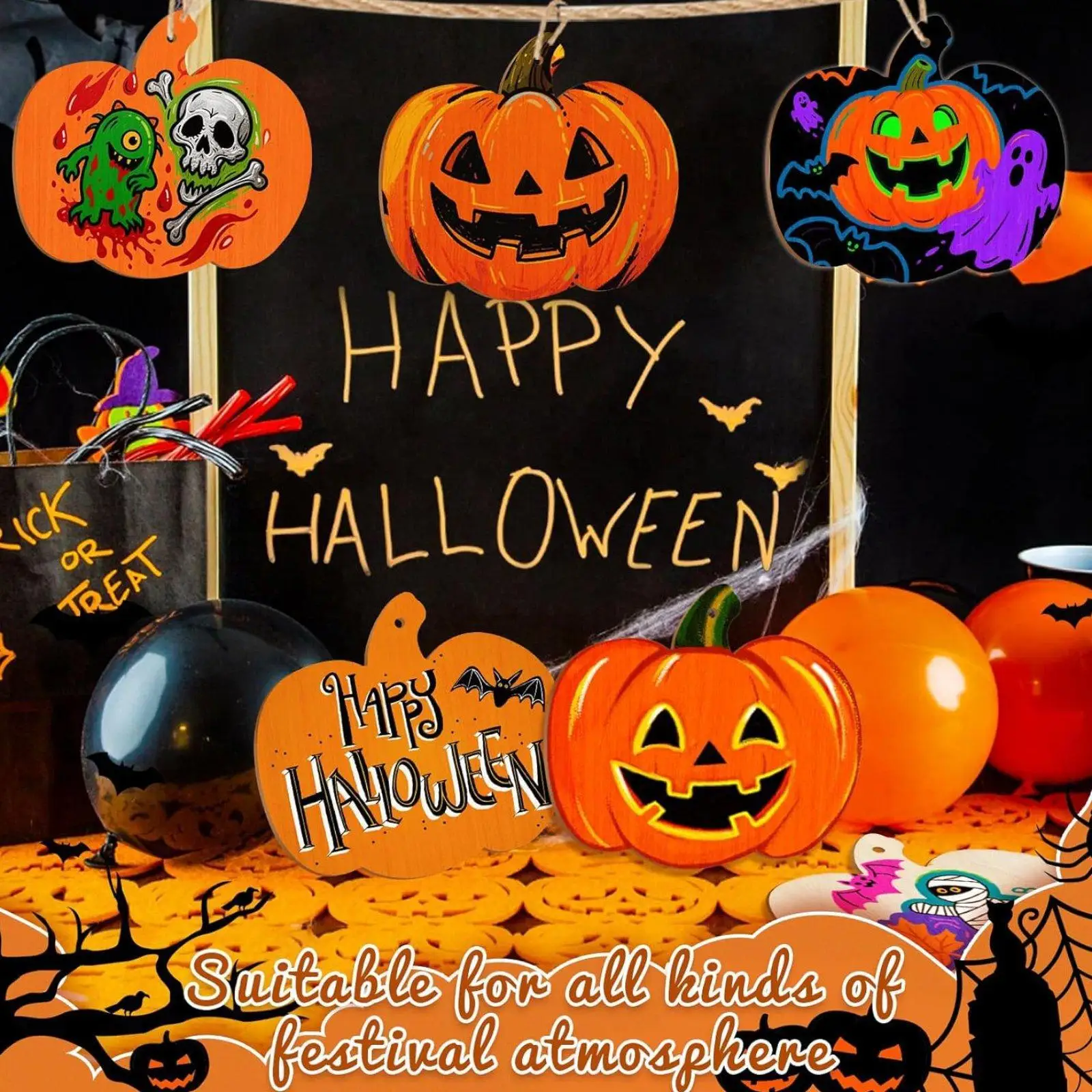 24 Pieces Unfinished Pumpkin Cutouts Crafts Decors Lightweight Pumpkin Shape Ornaments for Harvest Thanksgiving Gift Birthday