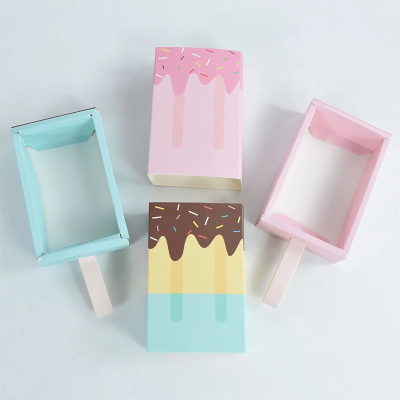 4/6Pcs Ice Cream Shape Candy Box Wedding Birthday Birthday Party Favor Gift Package Boxes Kids Baby Shower Decoration