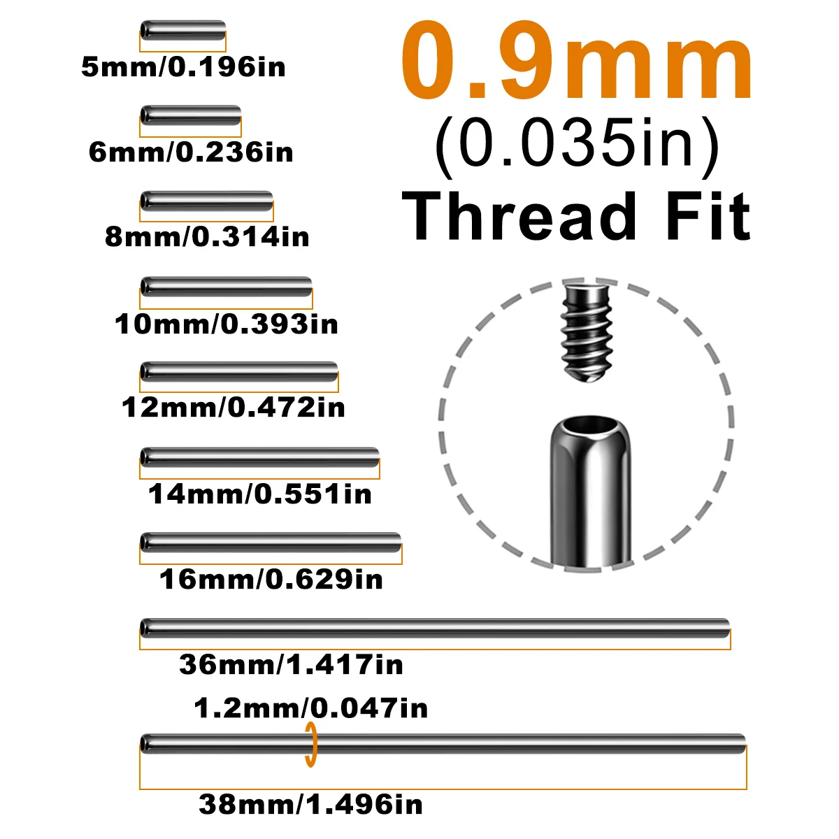 6pcs ASTM F136 G23 Titanium Internal Thread Straight Piercing Bar 16G Lip Cartilage Helix Body Jewelry Replacement Accessories