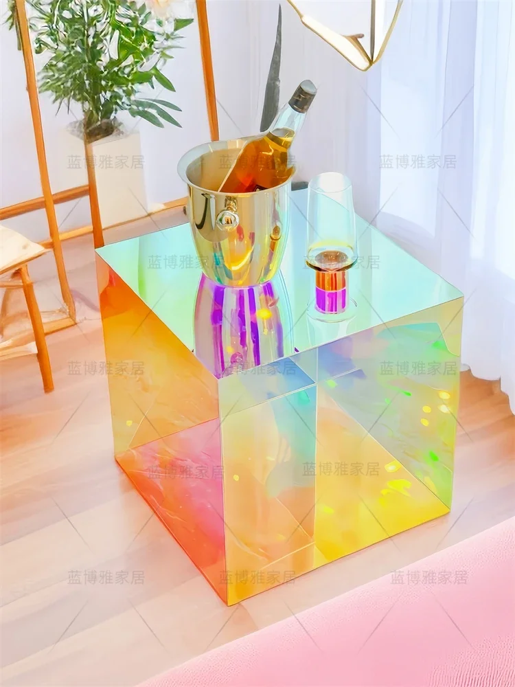 Celebrity Colorful Coffee Table Bedside Table Blogger Same Photo Props Square Living Room Acrylic Minimalist Sofa Side Table