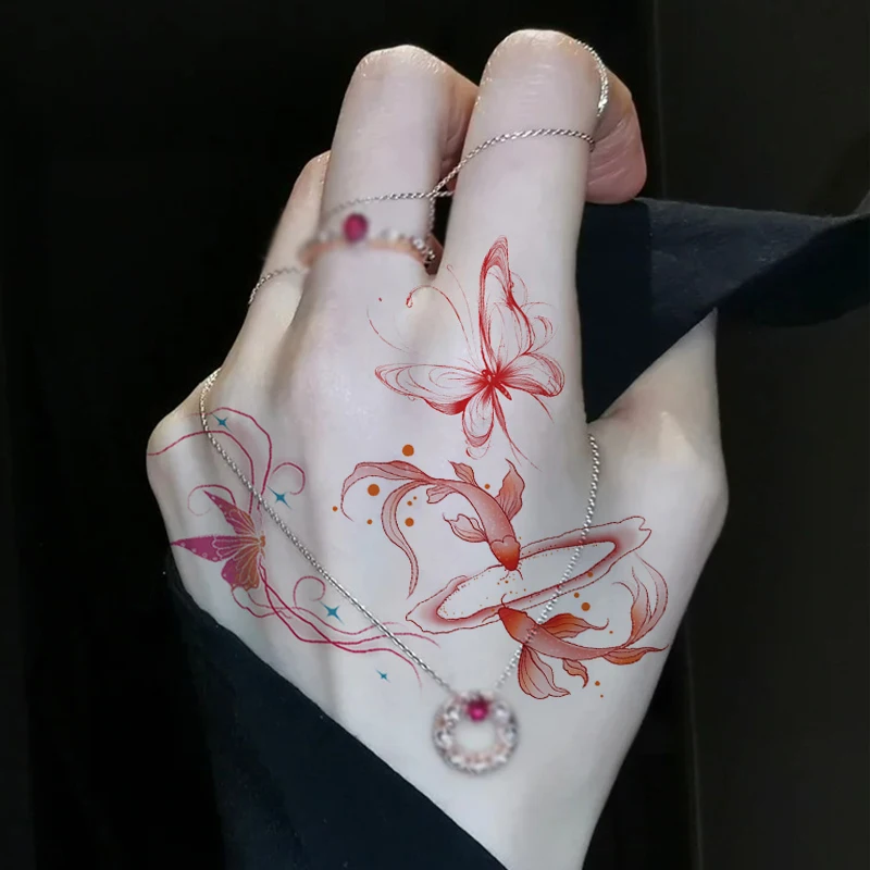 Tattoo Sticker Luckly Fish Butterfly Colorfull Cute Pattern for Men Women Temporary Waterproof Daily Party Makeup Body Art
