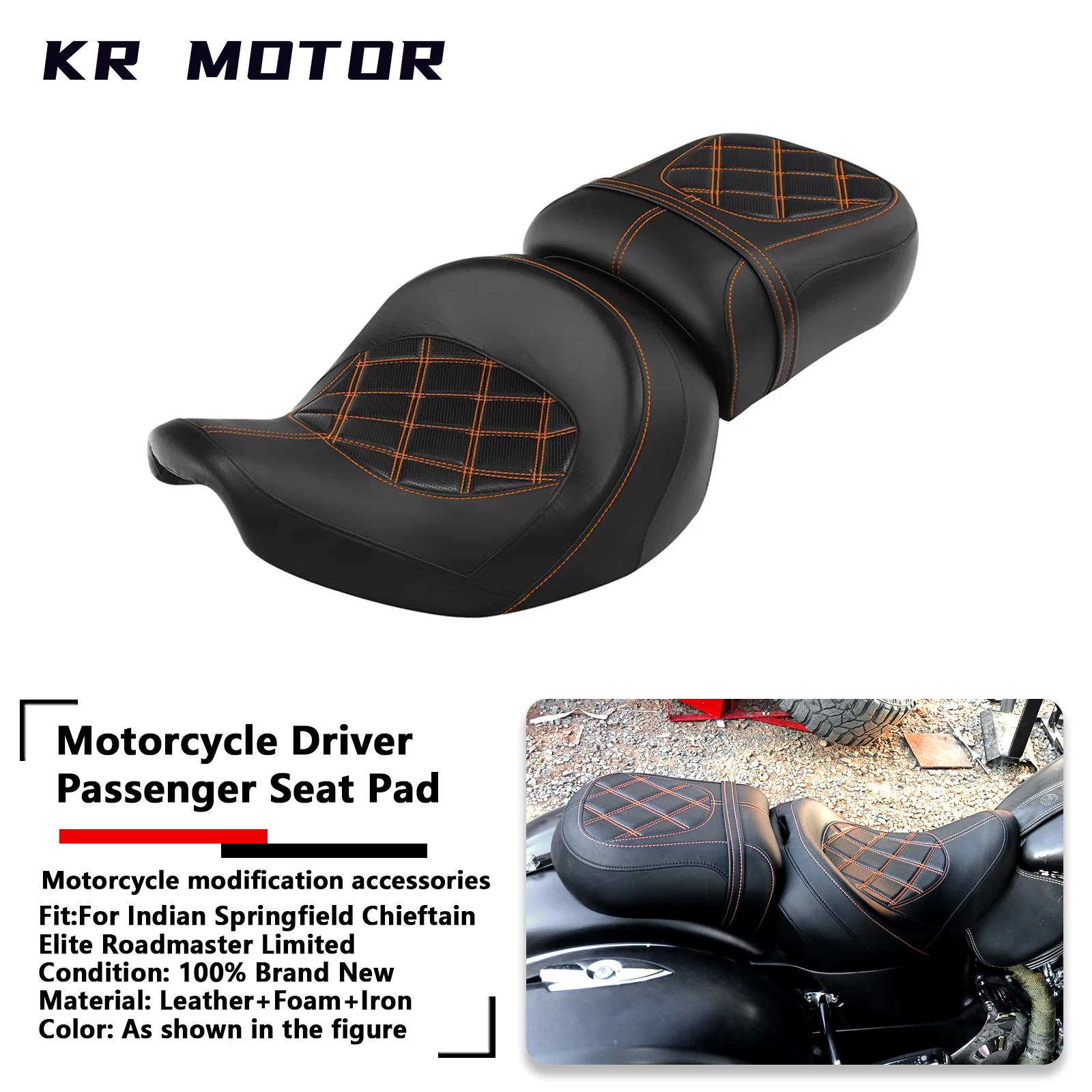 Motorcycle Driver Passenger Seat Pad Front Rear Seat Cushion For Indian Springfield Chieftain Elite Roadmaster Limited 2014-2024