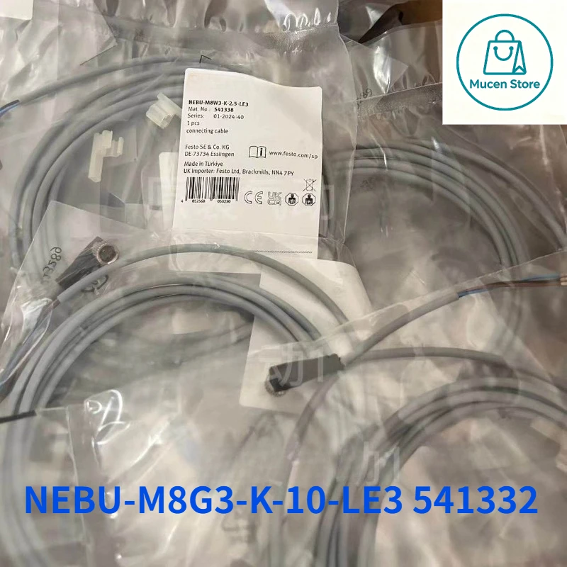 New Fst NEBU-M8G3-K-10-LE3 541332 M8 3Pin 10m Sensor Connecting Cable NEBU Series Industrial Pneumatic Wire