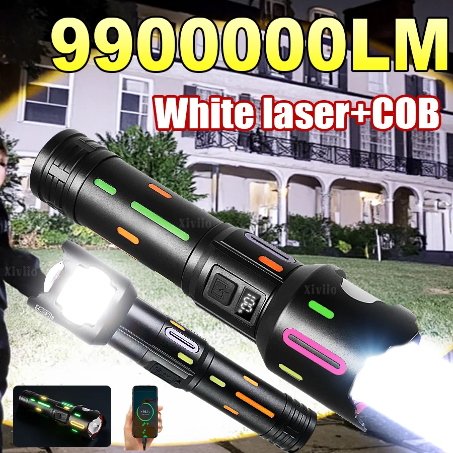 

2025 99000000LM Super Big Flashlight 26650 USB Rechargeable Lamp Most Strong LED Flash Light Long Range Tactical Torch Camping