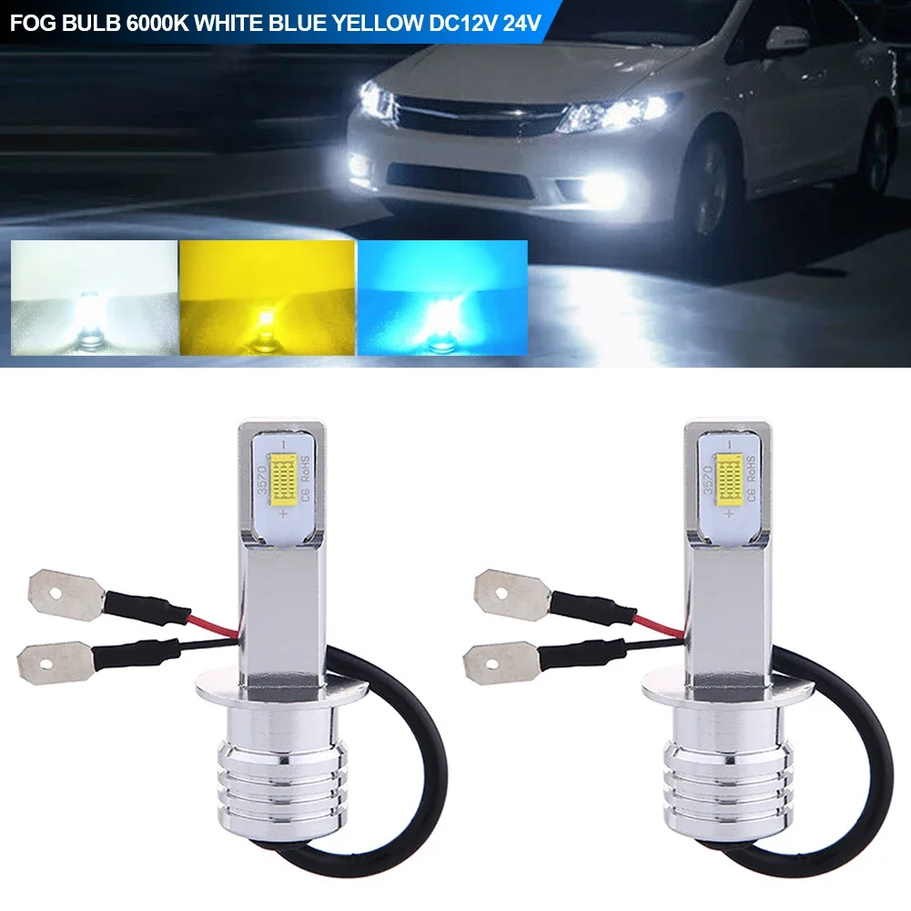 

1 пара 80 Вт H3 Автомобильная фара 3570 2SMD Светодиодная лампа налобная лампа 4000LM Светодиодные чипы Противотуманная лампа 6000K Белый Синий Желтый DC12V 24V