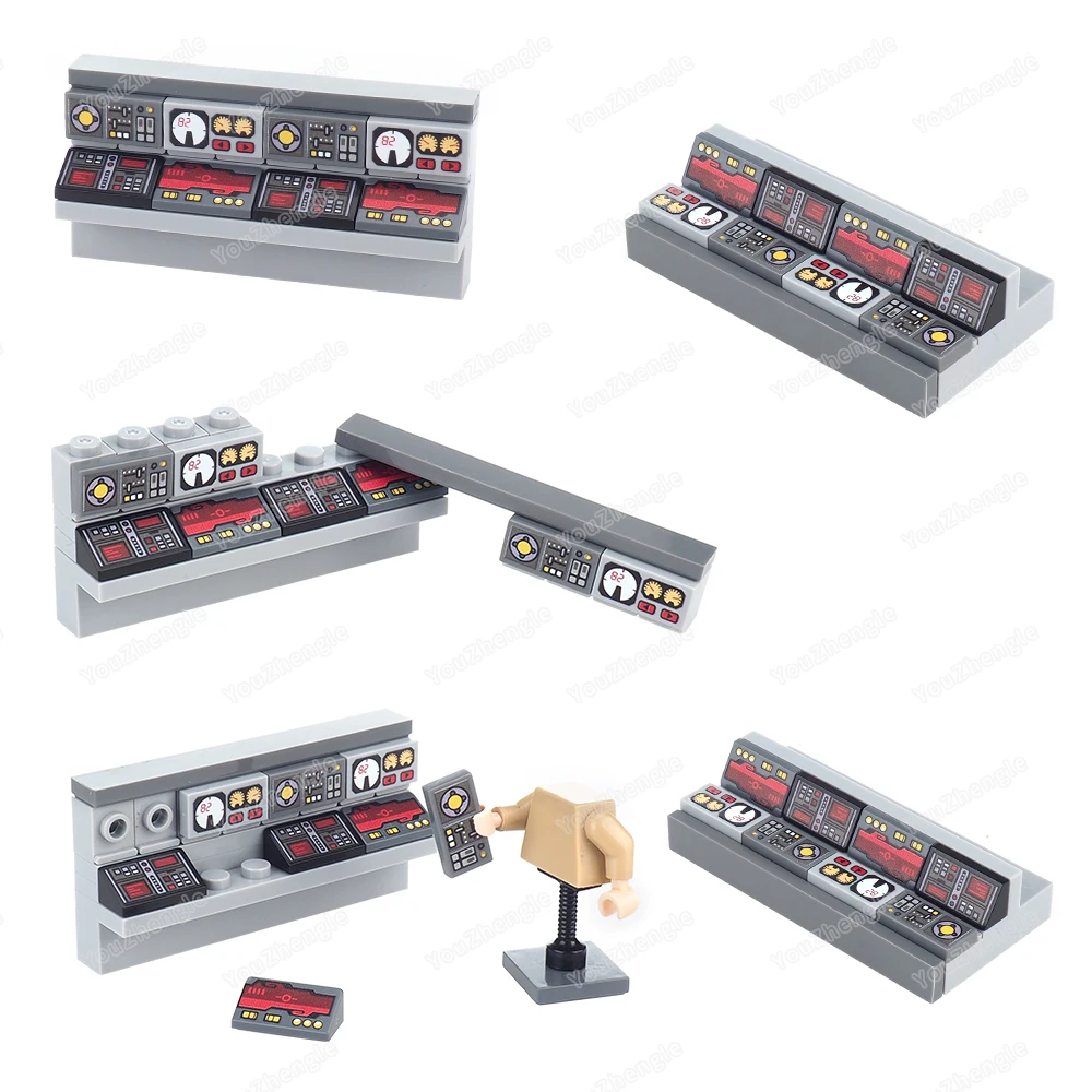 Konsole Taste Daten Baustein Montage MOC figuren Mecha Ausrüstung Bedienfeld Schlacht Szene Modell Kinder Geschenke Junge Spielzeug