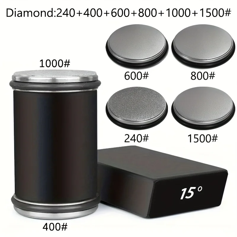 Rolling Knife Sharpener Double Sided Diamond Sharpening Stone 15/20° Degree Magnetic Angle Roller Sharpening for Kitchen Knives
