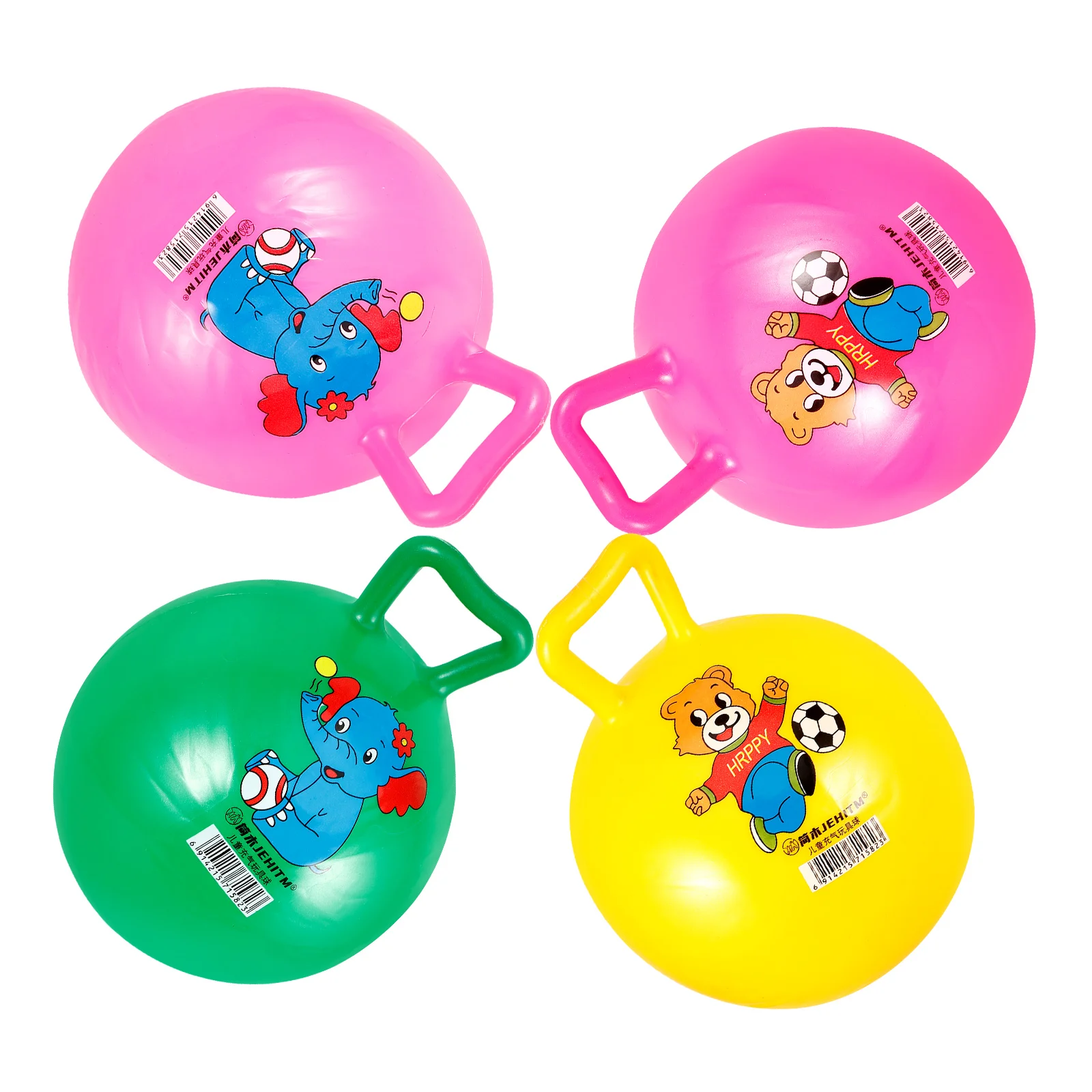 

4 Pcs Handle Racket Practical Toys Jumping Ball Gym Happy Childhood Kids Pvc Cartoon Bounce Bouncy For