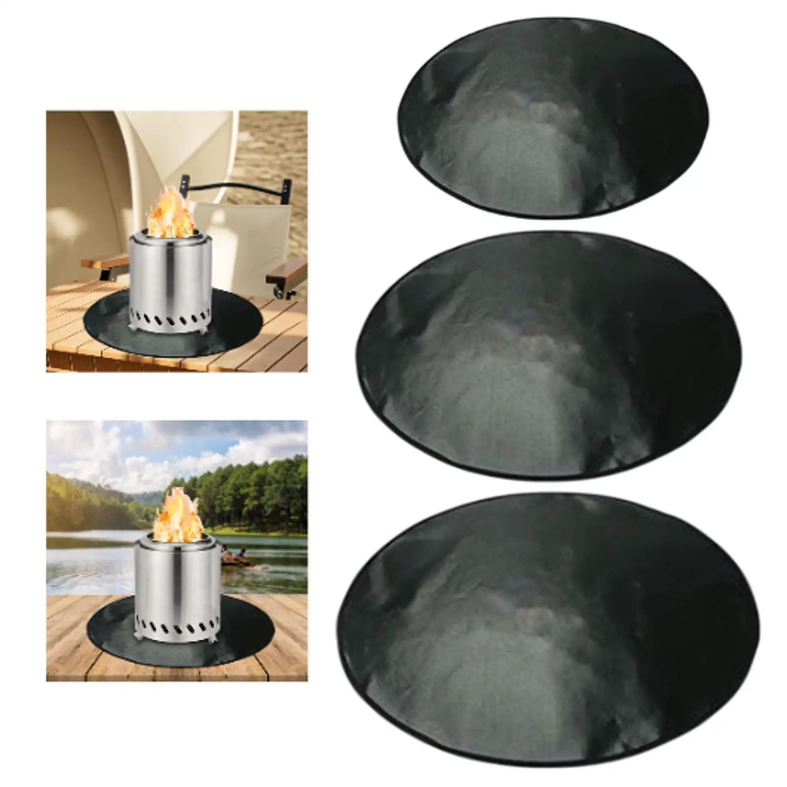 Round Fireplace Mat Floor Protection Rug Under Grill Mat Fireproof Round Table