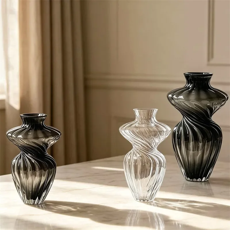 for Soot Irregular Hammered Glass Vase Literary Retro Dining Table Water Flower Arrangement Decorative Advanced Sense