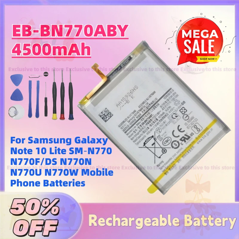 

EB-BN770ABY 4500mAh 3.86V New Battery For Samsung Galaxy Note 10 Lite SM‑N770 N770F/DS N770N N770U N770W Mobile Phone Batteries