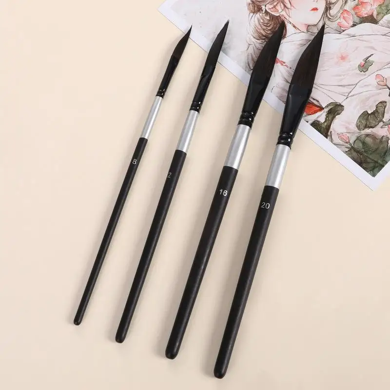 4Pcs Pull Wire Paint Brush Set Portable Nylon Knife-Shaped Brushes for Art Class Carry Travel Painting Use
