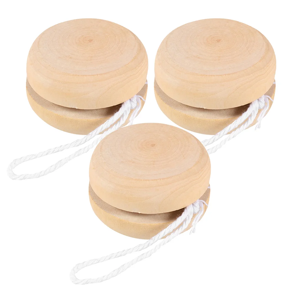 3 Pcs Yo Yo Toy Painting Balls Creative Wooden Graffiti Playthings Unfinished Yoyo Toys Ideal Gift Relaxing Hands On Artwork