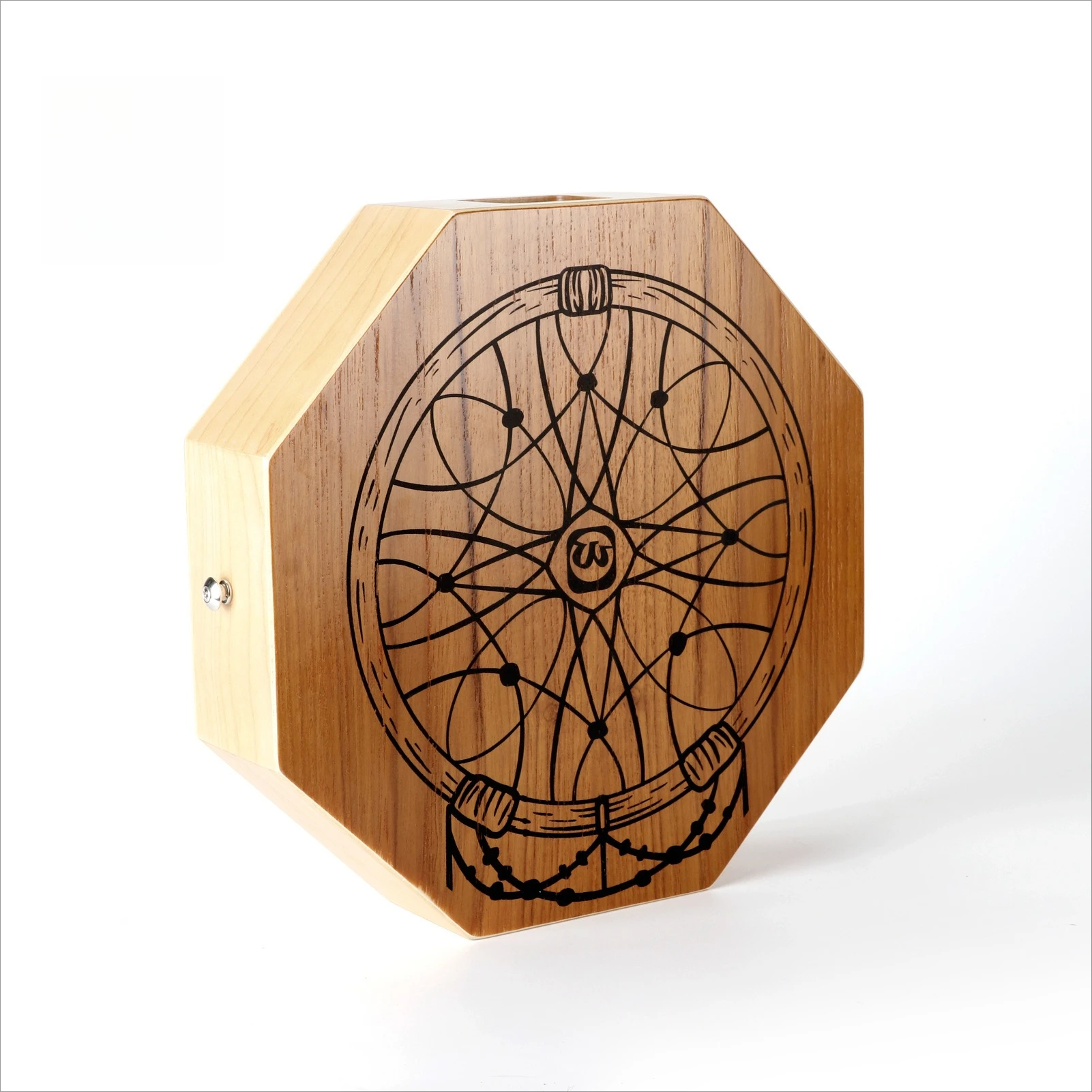 Bongo Drum Travel Percussion Box, Portable Octagonal Drum, Wooden Percussion Instrument