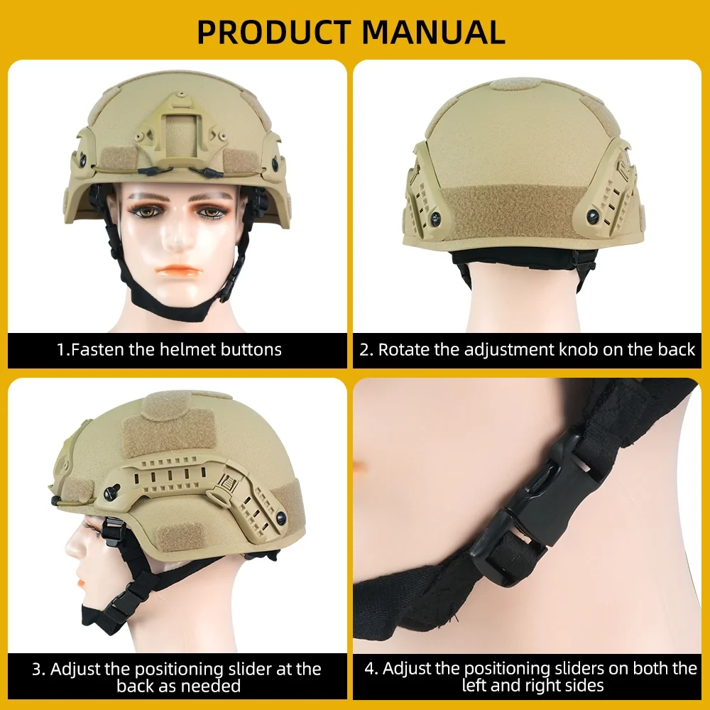 BOOIU 戦術ヘルメット MICH2000 ヘルメット高品質弾道ヘルメット FAST 弾道ヘルメット CS リアルゲーム軍事保護