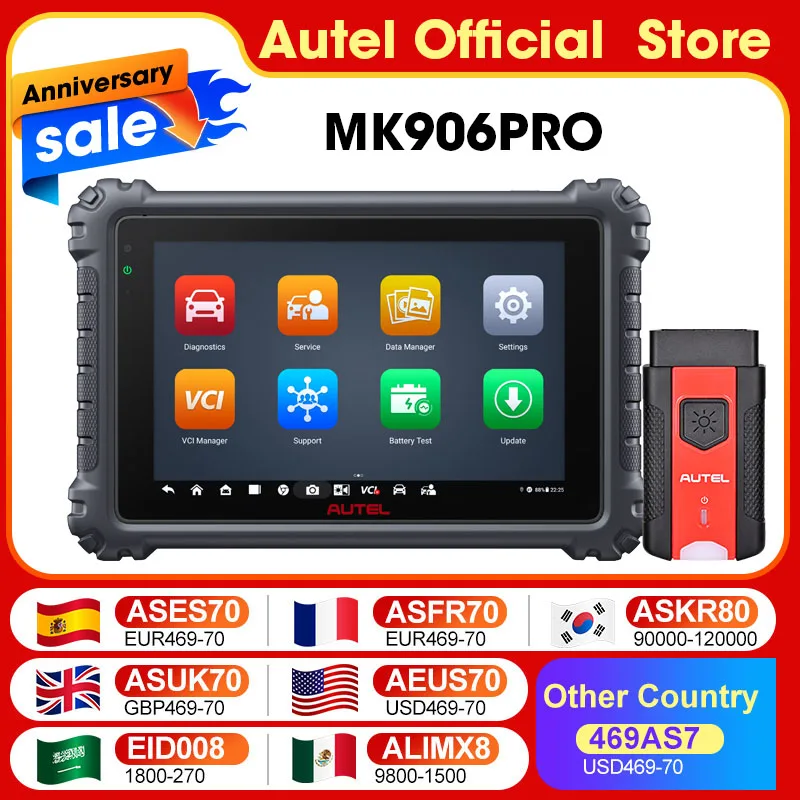 Autel MaxiCOM MK906PRO Diagnostic Tool Bluetooth Scanner Automotivo ECU Coding MK906 PRO Automotive Tools PK MS906BT MK906S PRO