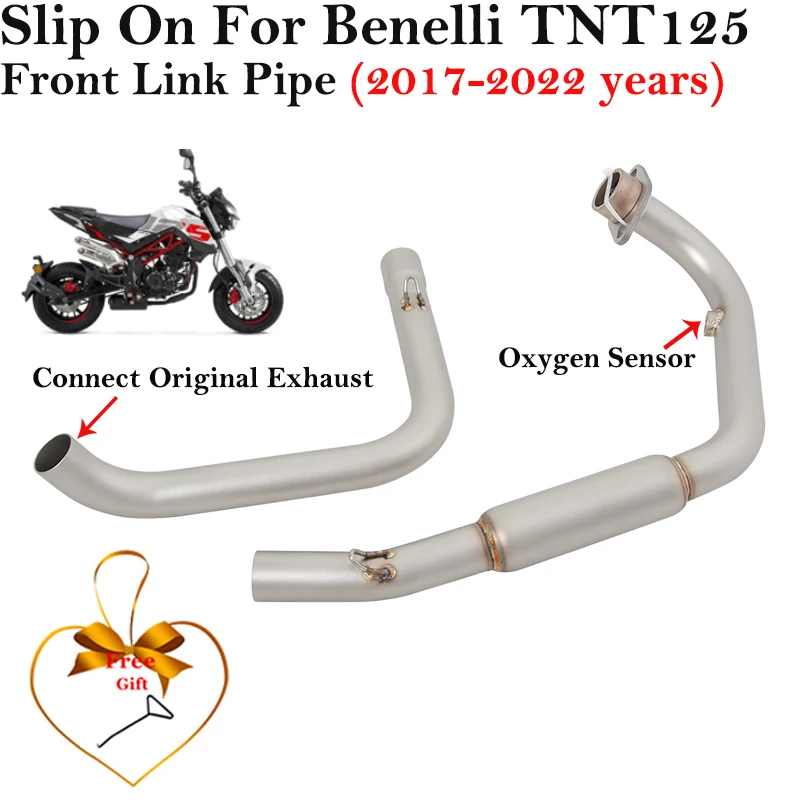 Slip-On For Benelli TNT125 TNT 125 2017 - 2022 Motorcycle 51MM Exhaust Front Middle Link Pipe Escape System Muffler