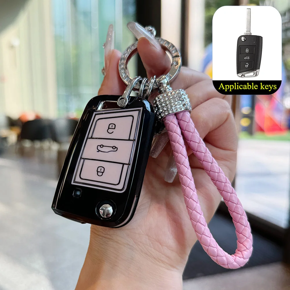 

Car Key Case Cover for Volkswagen VW Golf 7 Gti Mk7 R Touran Skoda Octavia 3 Superb Karoq Kodiaq Seat Leon Mk3 Ateca