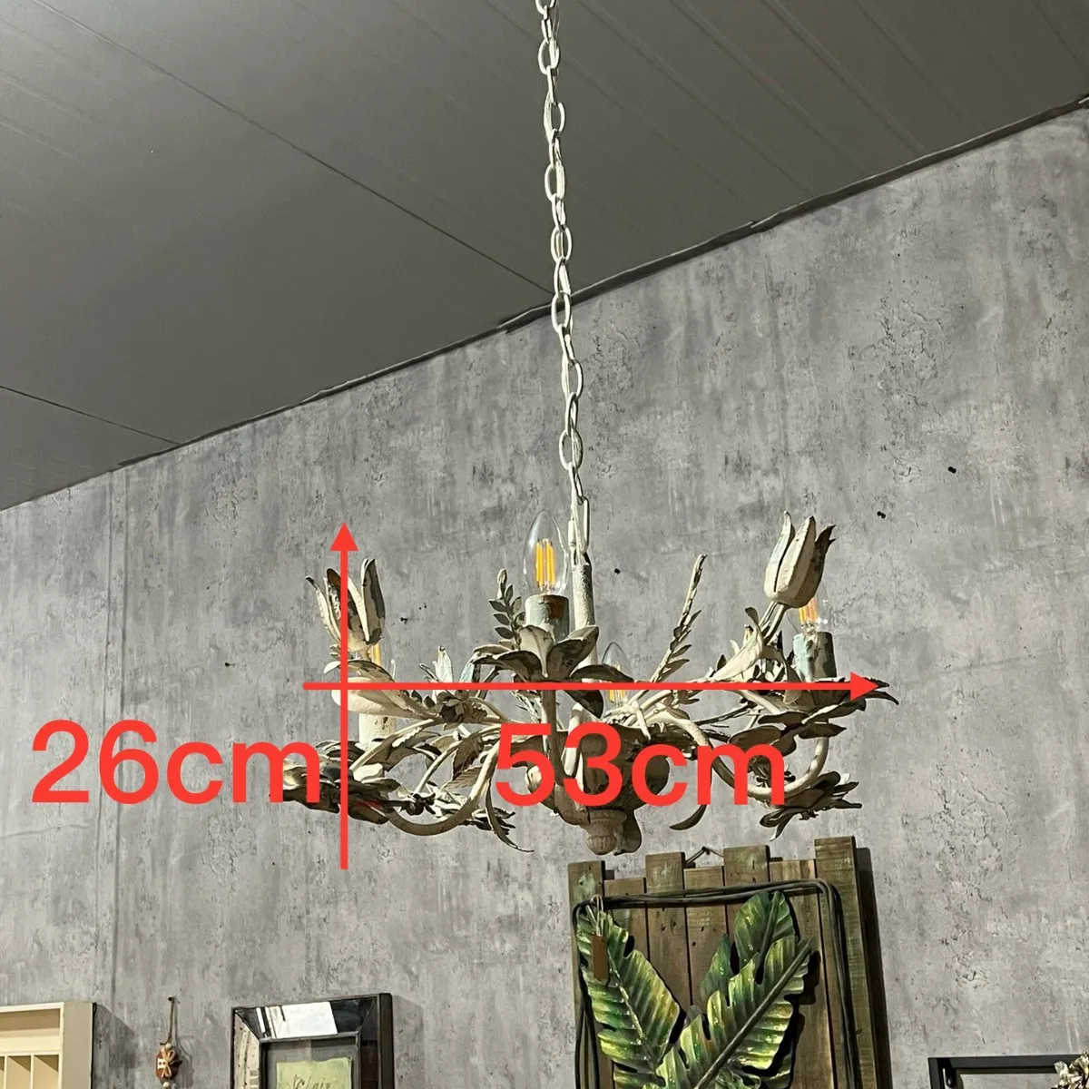 Vintage wrought iron rose chandelier French home entrance restaurant cafe decorative lamp