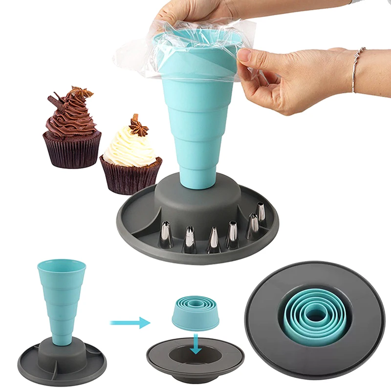 1Set Retractable Piping Bags Rack Pastry Bags Holder For Easy Filling Icing Piping Bags Stand Outdoor Tableware