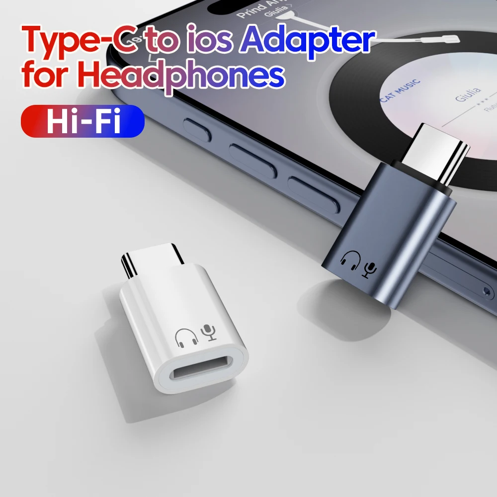 Elough Type-c إلى Lightning محول الصوت لسماعة الرأس آيفون 15 16 برو ماكس سامسونج USB-C محول سماعة أذن لأجهزة الكمبيوتر المحمولة آي باد