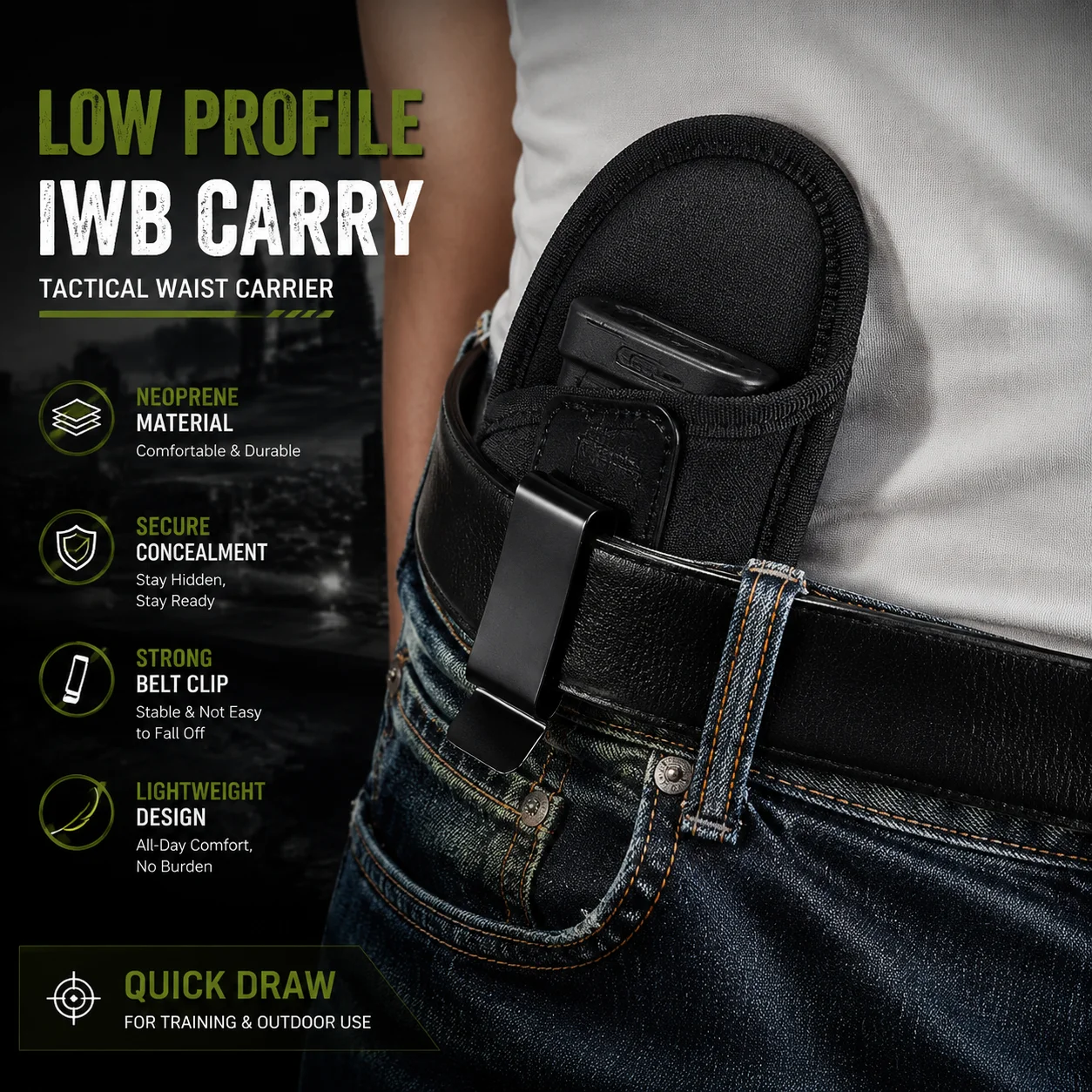 Neoprene IWB Tactical Carry Cover Lightweight Wear Resistant Quick Draw Outdoor Training Prop Storage Pouch