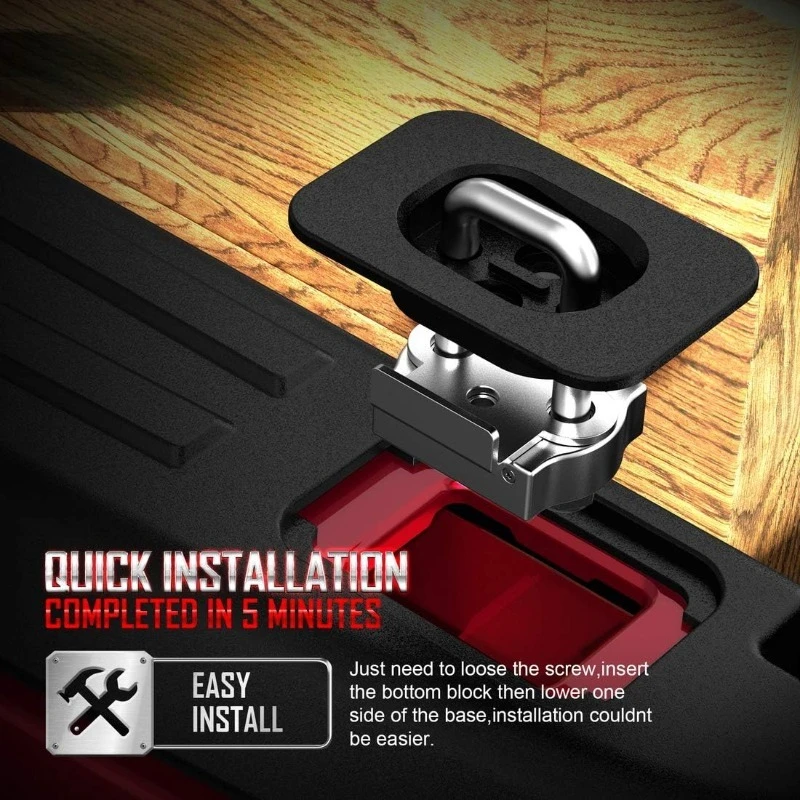 ربطة عنق للأسفل، سرير شاحنة قابل للسحب، الجانب العلوي على شكل حرف D، جميع المعادن متوافقة مع 1995-2018 Ram 1500 2500 3500، وليس لـ 2019+ Mod #4