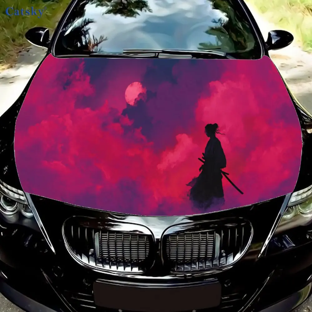 Mysterious Warrior print,car hood stickers,PVC waterproof Self adhesive car hood sticker,car hood decoration protection stickers