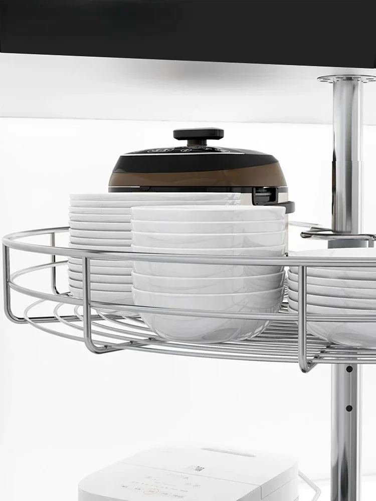 

For Stainless Steel Cabinet Corner Basket Turntable Basket Double Layer Linkage Stainless Steel Corner Frame