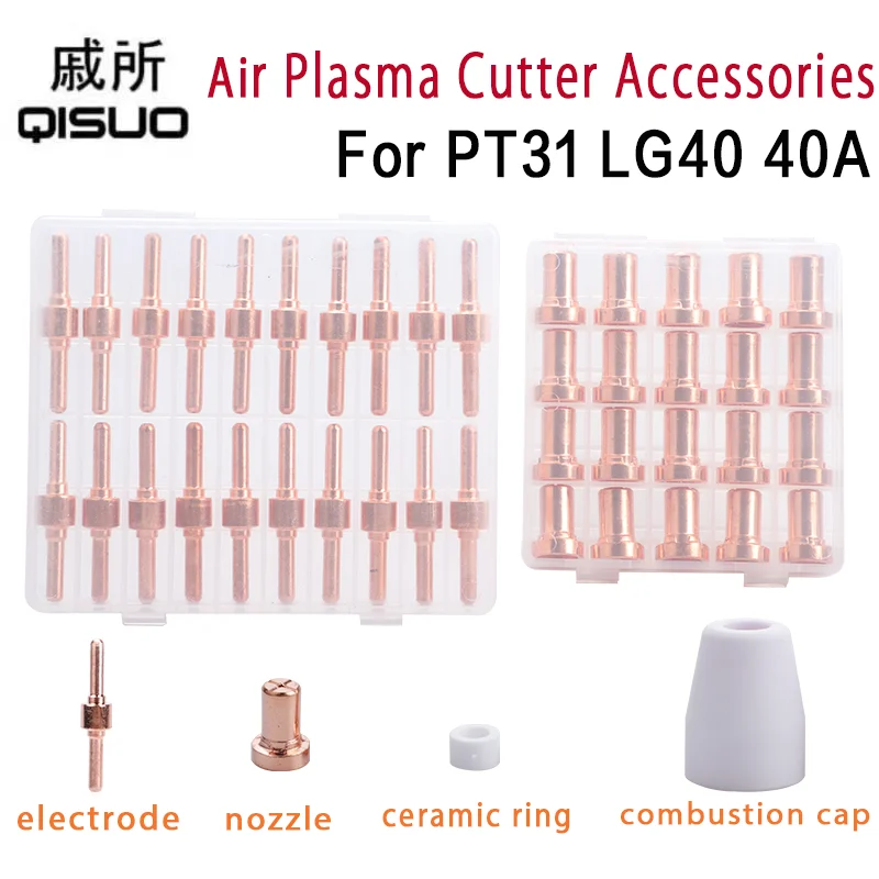 

40/70pcs Long Tip Electrodes and Long Nozzles For PT31 CUT 30 40 50 Plasma Cutter Welding Tools