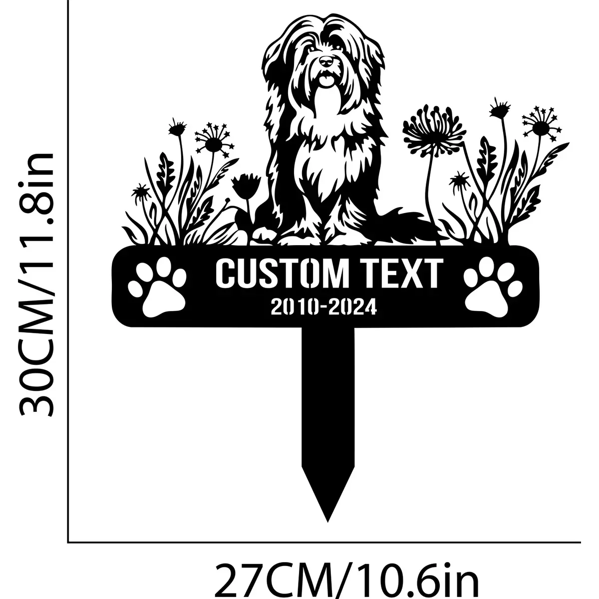 Custom Tibetan Terrier Dog Memorial Stake: A Sentimental Pet Outdoor Stake, Beautiful Metal Sign for Your Garden Yard.