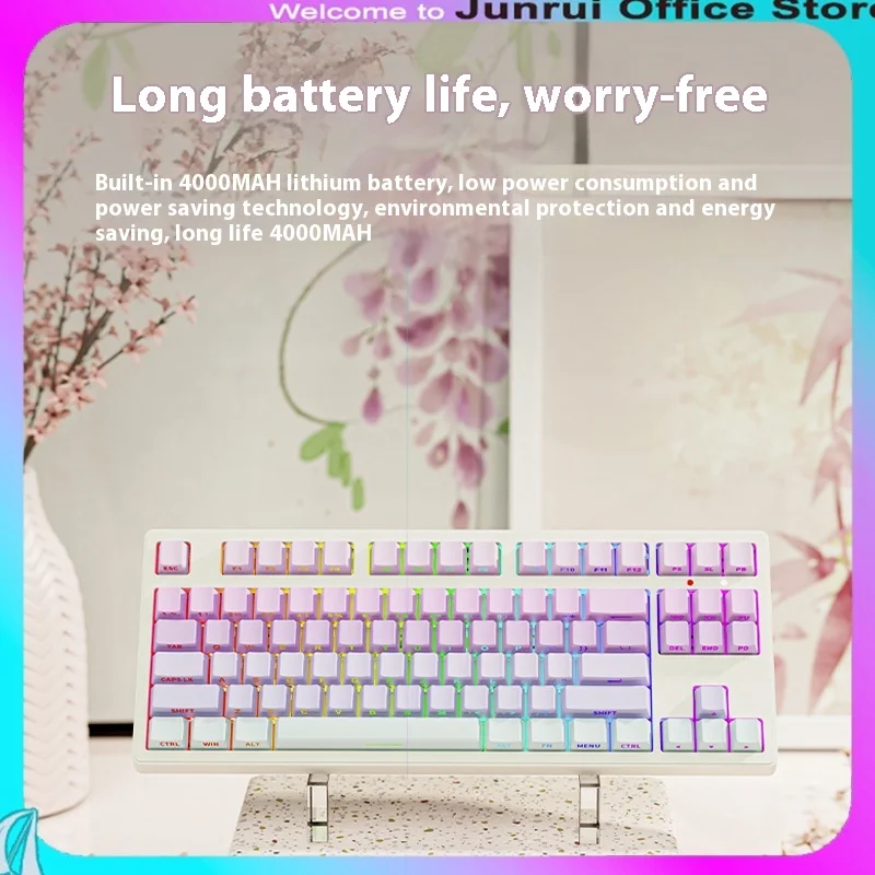 

Forerunner Cherry Cherry Axis Mechanical Keyboard Wireless Bluetooth Girls Office E-Sports Game Computer Accessories Gift