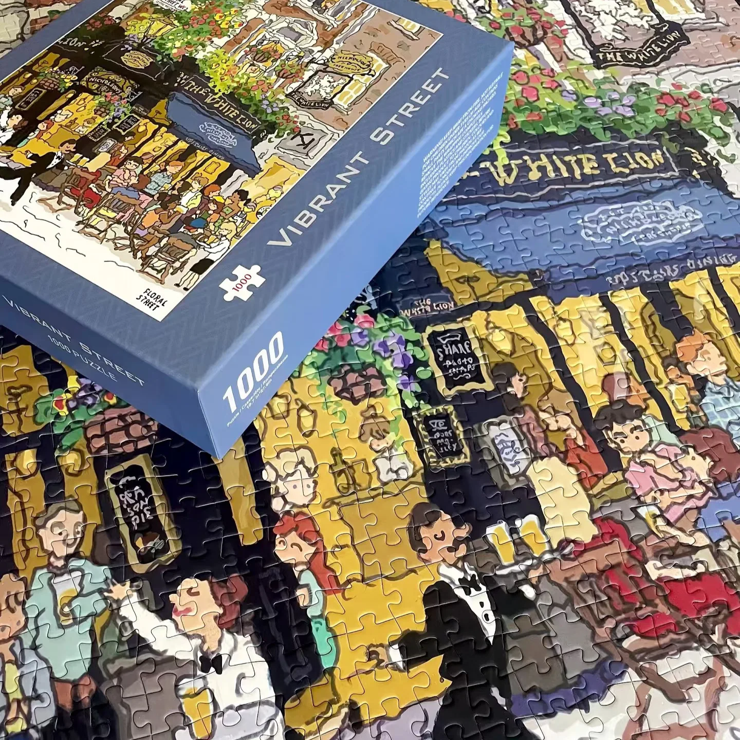 LanKa Rompecabezas de Terciopelo, 1000 Piezas Premium, Alivio del Estrés para Adultos, Juego de Relajación Creativa Cultural de Tarjeta Azul