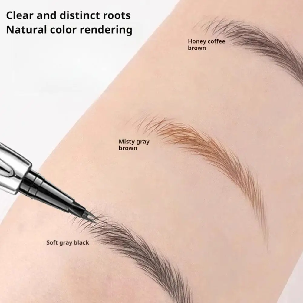 Stylo à sourcils à deux dents, crayon à sourcils étanche à deux dents pour femmes, traits naturels longue durée, maquillage pour les yeux à porter toute la journée