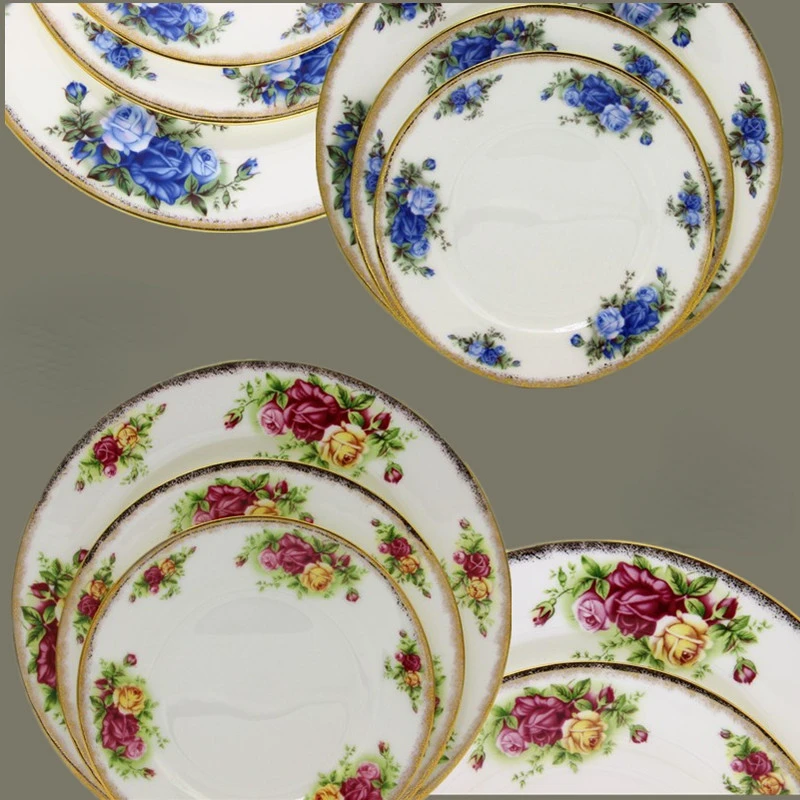 Bone China Afternoon Tea High Grade Coffee Snack Plate Fruit Plate Cake Plate Golden Flat Plate