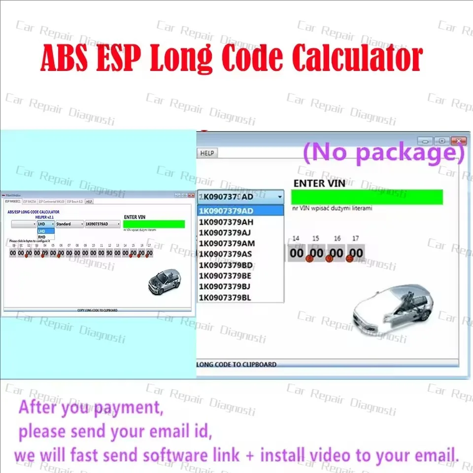 

2024Hot Sale Software for VW ABS ESP Long Code Calculator Helper MK60EC1 ABS ESP Long Code Calculator software+unlimited install