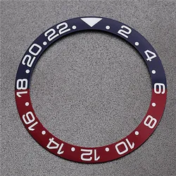 High Quality 38mm Red Blue Ceramic Bezel Insert With Silver Fonts For Gmt Ii Watch Case Ar Clean Factory Original Replacement