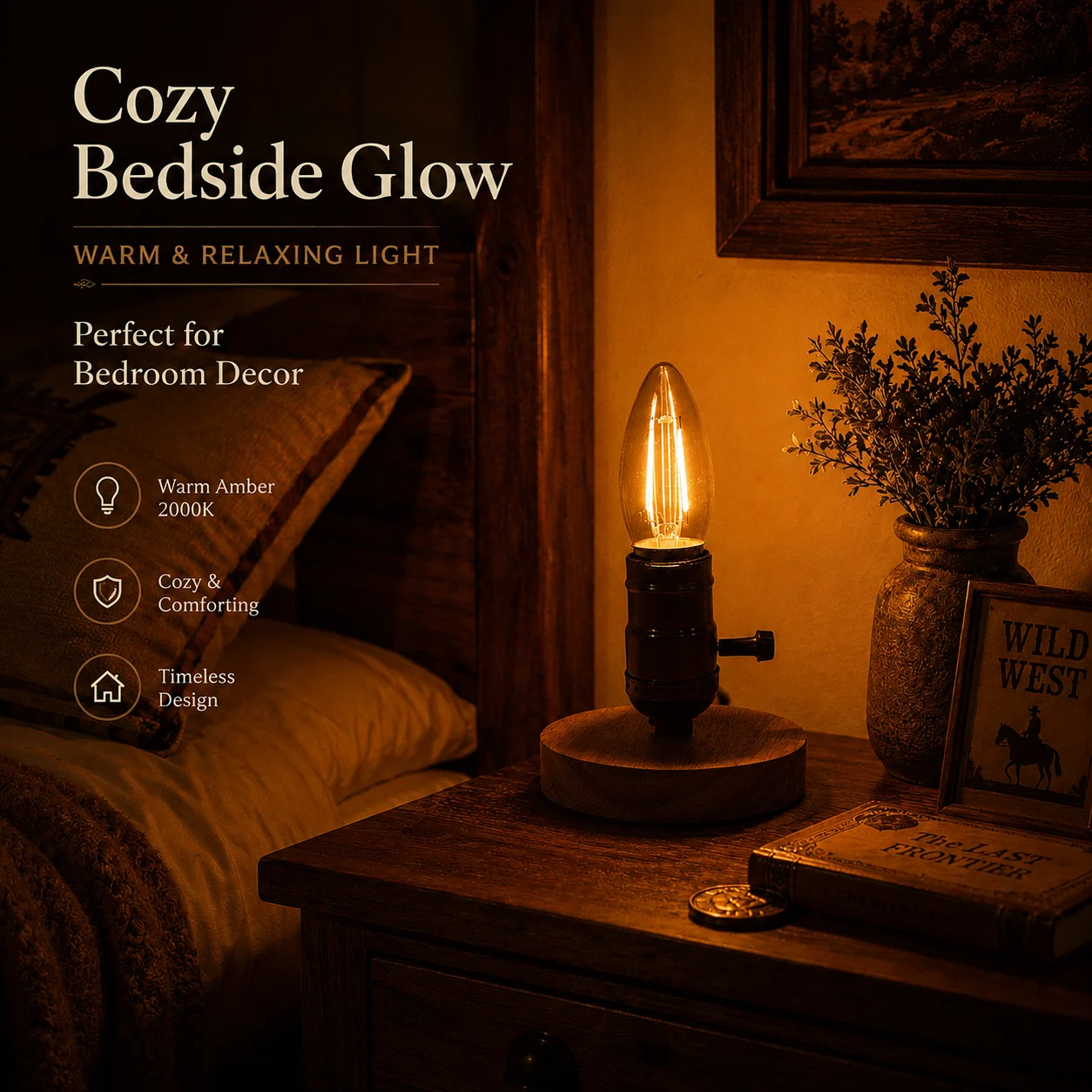 LED C35 Filament Candle Bulb 220V 2.5W E27 Warm Yellow 2000K Amber Glass Vintage Lamp for Chandelier Home Outdoor Garden Decor