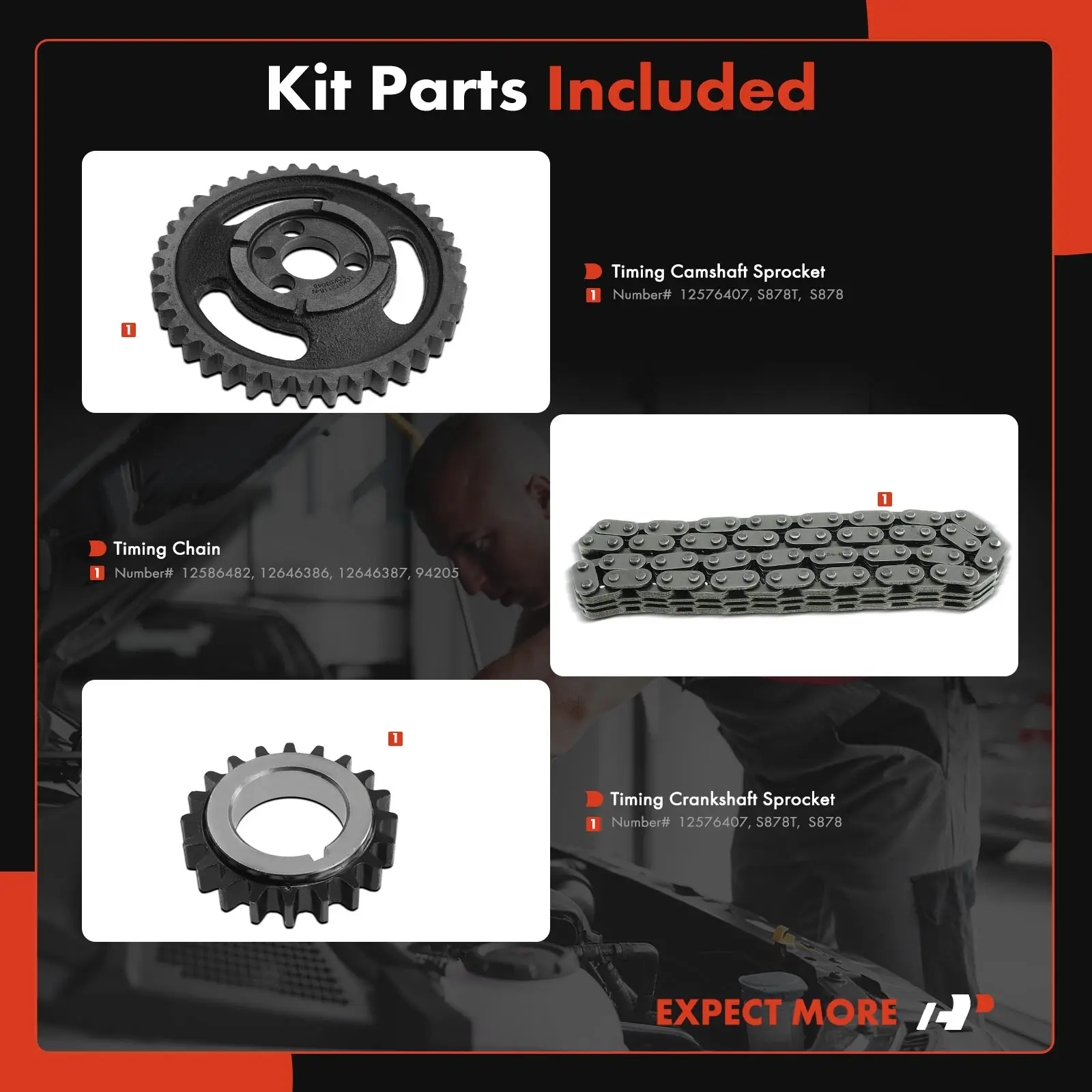 A-Premium 4x Timing Chain Kit for Buick Regal 1988-1993 Century 1987-1989 Skylark 1985 Pontiac 6000 1985-1991 Sunbird 1991-1994