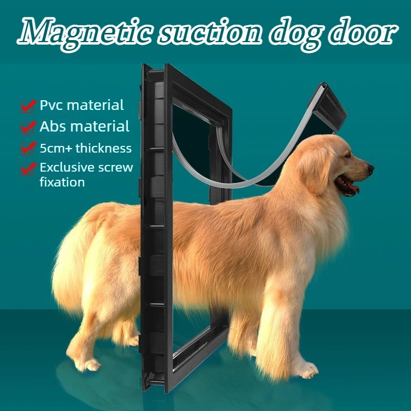 Free Entry Exit Magnet Positioning Dog Door Cat Puppy Pet Door Screw Fixation Multi Sizes Durable Security Doors for Home Gate