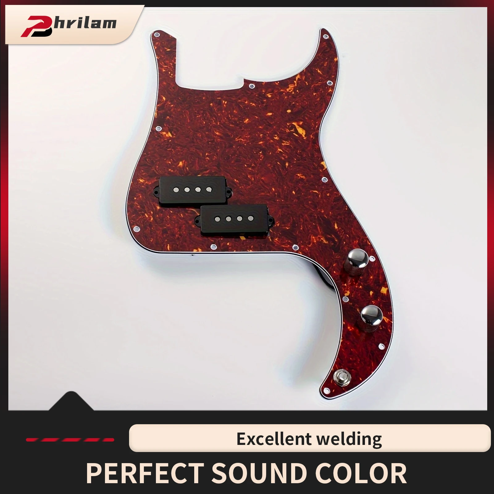 PHRILM Alnico 5 PB kit pré-câblé de protection de micro de basse, carte de micro de précision, avec 2 pour micro de précision P basse Alnico 5