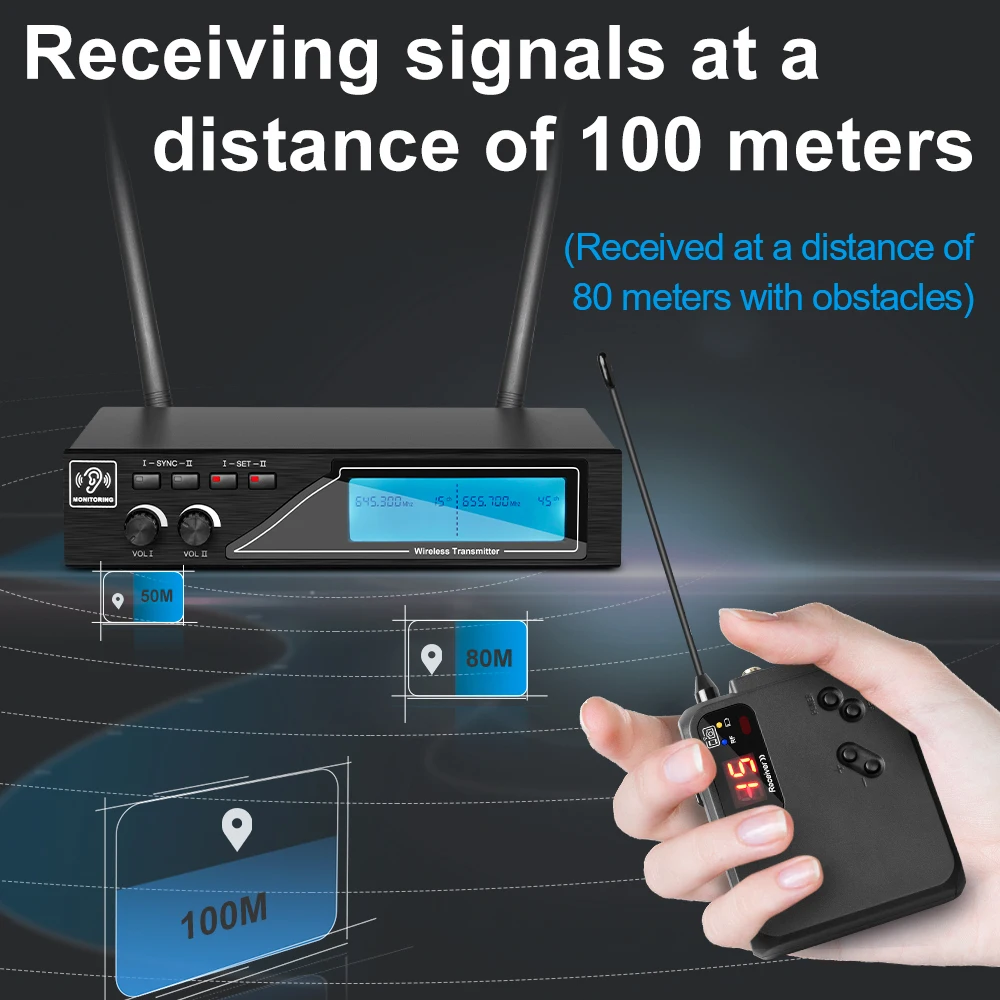 Высококачественная двухканальная UHF Беспроводная Ушная система мониторинга для сцены JR24